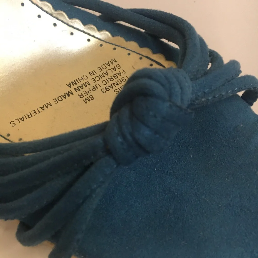Naturalizer Teal Blue Suede Espadrille Wedge Sandals